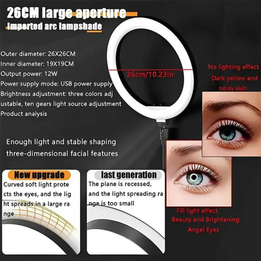 Top quality Ring Light with 7ft Aluminium Tripod Stand & Mobile Stand Holder (3 Shades in Light) | Ring Light with Stand