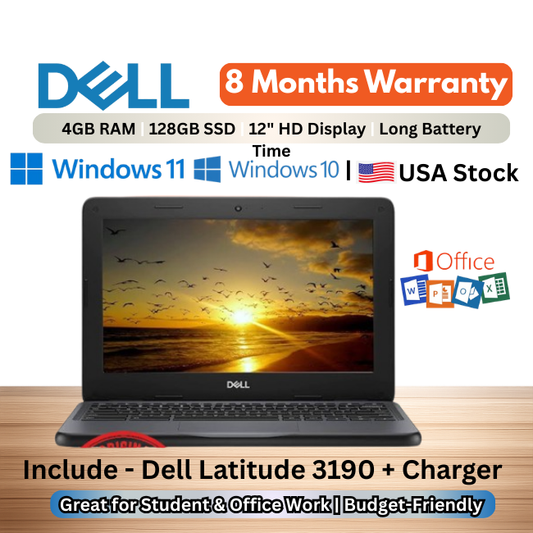 Dell Latitude 3190 Celeron N4120 4GB RAM 128GB SSD / 64GB SSD – Like New – USA Stock