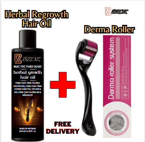 Hair growth oil with derma roller for hair and beard growth | BZOZ | - My Store